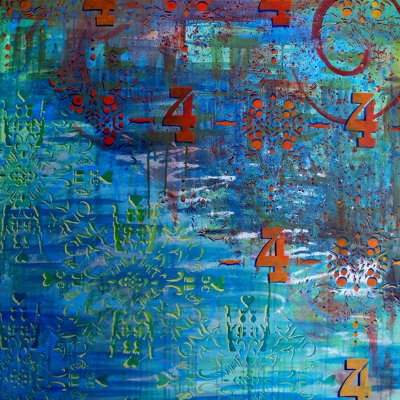 Large Abstract Painting with Stencils