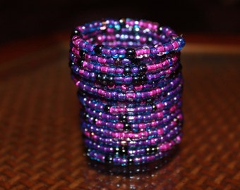 New African purple beaded bracelet
