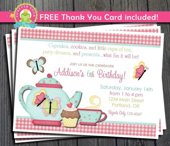 Tea Party Invitation / Tea Party Invite / Teacup Birthday Invitation / Tea Party / 1st Birthday Invitation Il_570xn