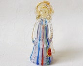 Vintage Murano Glass Angel Latticino Ribbon with Label