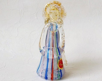 Vintage Murano Glass Angel Latticino Ribbon with Label