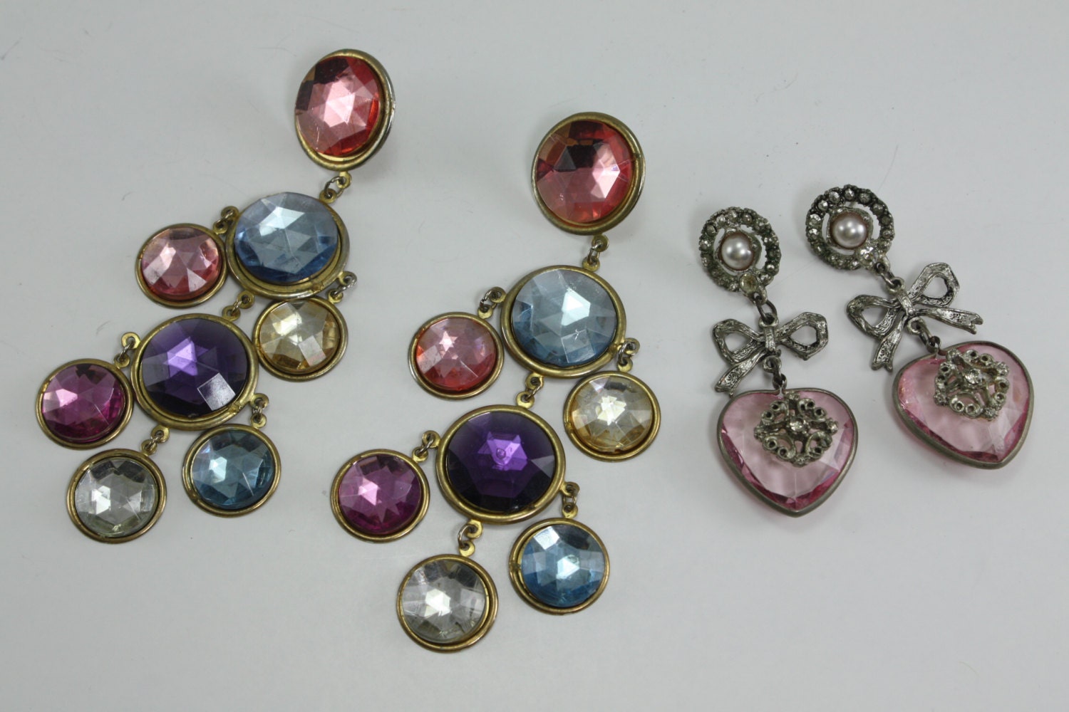 Vintage 80s Large Dangle Chandelier Earrings Pastel by ...