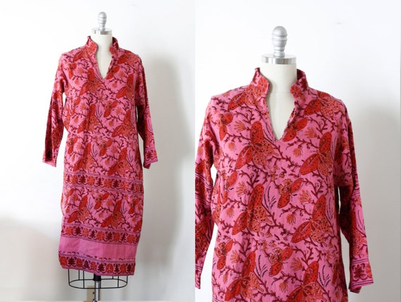 Items similar to Vintage 70's Cotton Printed Dress / Handmade in ...
