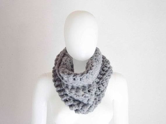 Items similar to cowl neckwarmer crochet gray merino -.- the Kwan ...