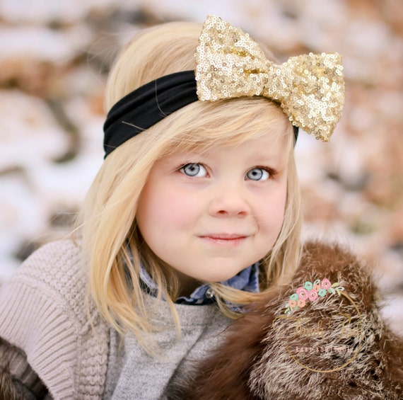 Gold Baby Headband, Gold Bow Headband, Baby Headbands, CHOOSE COLOR baby headband, Newborn Headband, Baby Girl Headband, Gold Bow Headband. by ThinkPinkBows