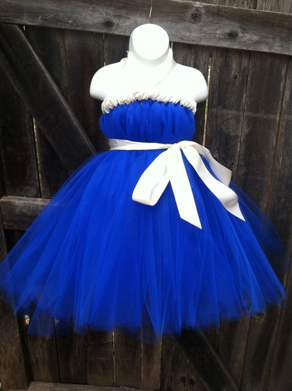Flower Girl Dress Royal Blue Tutu Dress with by FancifulFluff