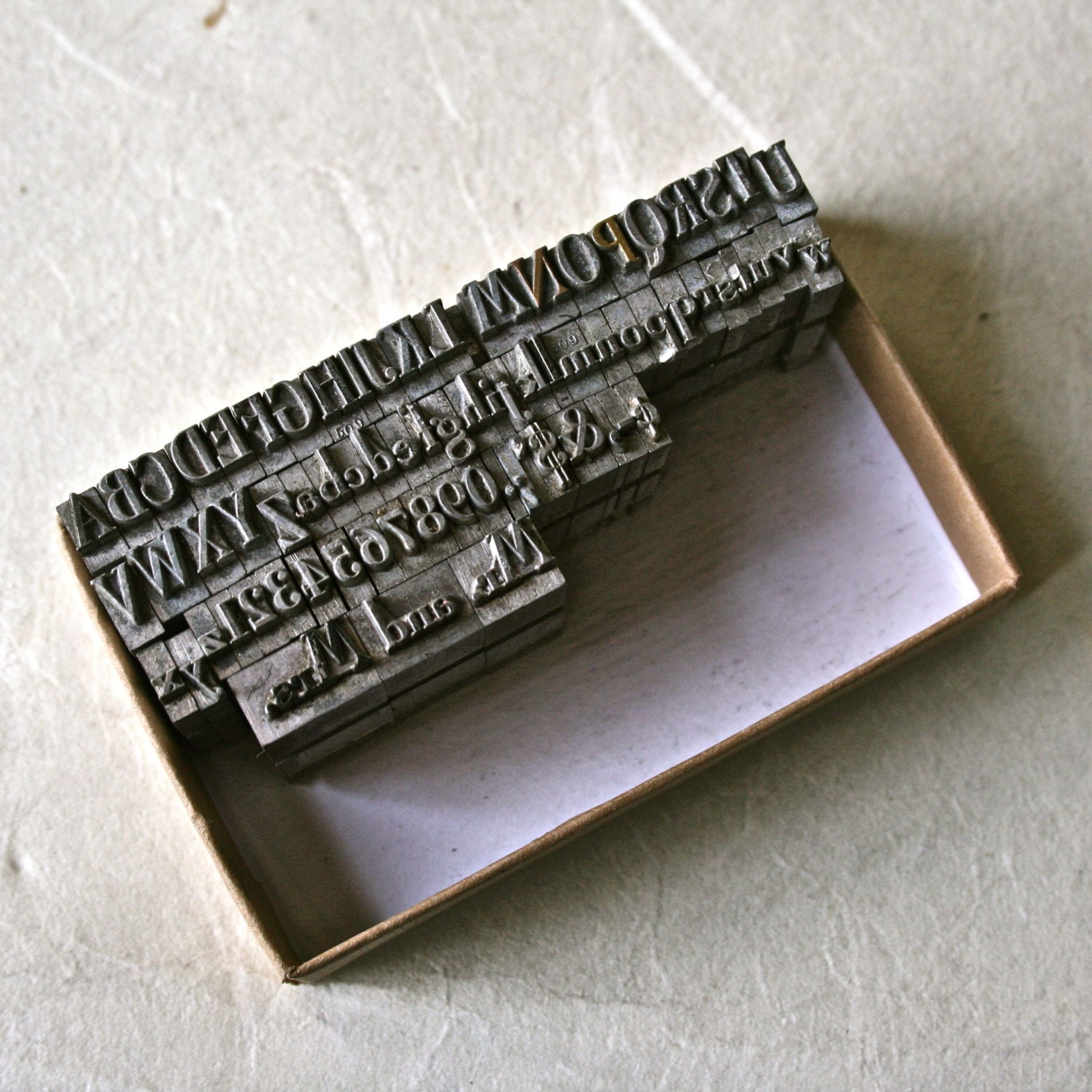 Letterpress Type Upper and Lower Case with Numbers and