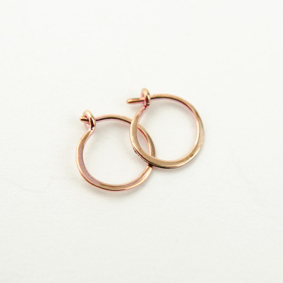 Tiny Rose Gold Hoop Earrings Classic Rose Gold Hoops Rose