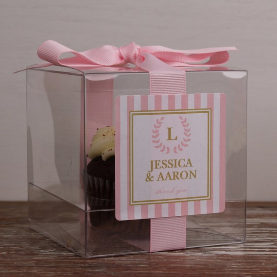 8 Wedding Favor Cupcake Boxes Striped Monogram by thefavorbox