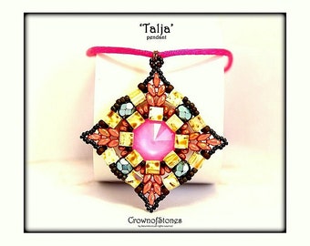 Bead pattern Pendant 'Talja' with Miyuki Tila beads, Superduo and Swarovski SPECIAL OFFER