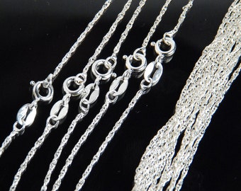 1 piece: Finished sterling silver necklace chain, 18 inches rope necklace chain, 1.4mm link size with spring ring