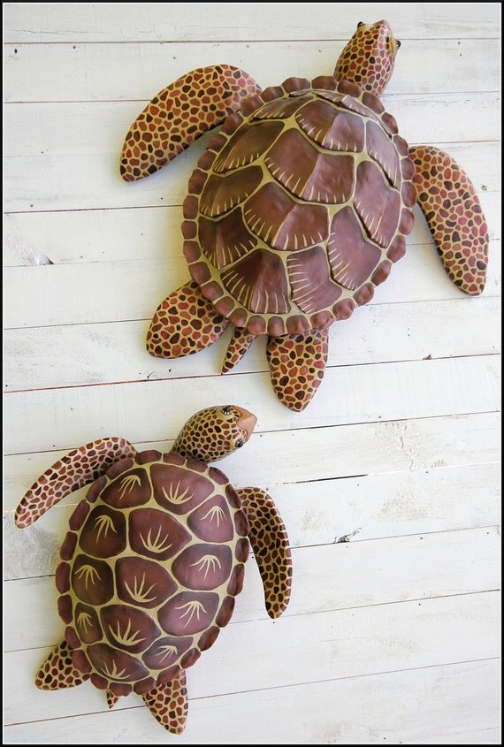 Turtle Sculpture Large Sea Turtle Wall by RachelLaundonArt on Etsy