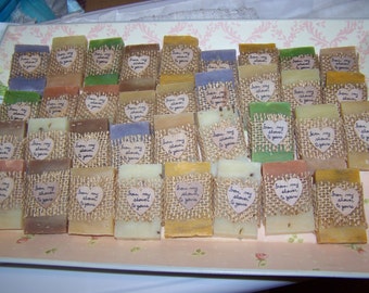 rustic wedding favors, bridal shower favors soaps, assorted mini soaps, organic handmade soaps, country chic soaps, personalized. set of 30