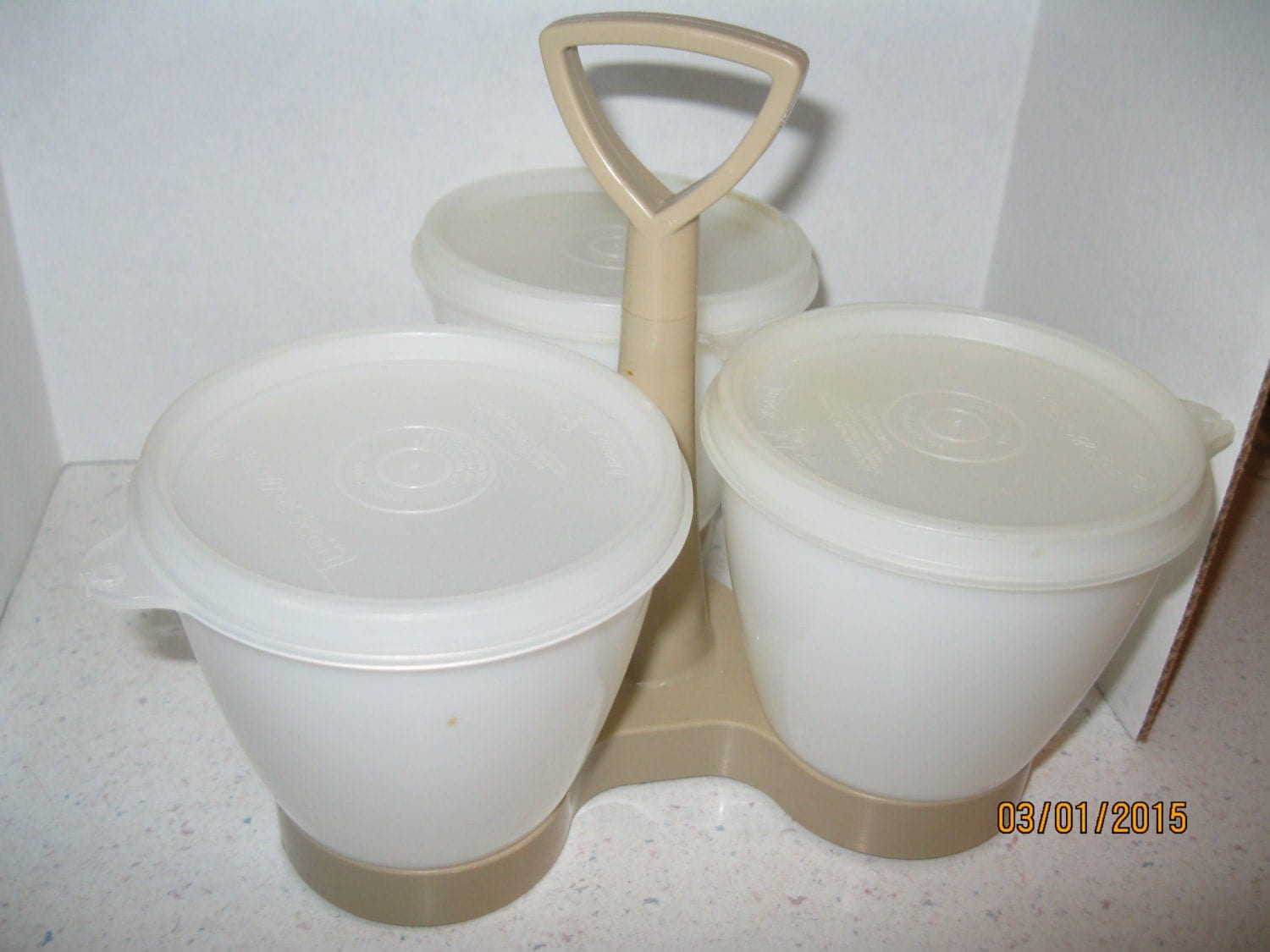 Vintage Tupperware Condiment Caddy Bowls Harvest Gold Haute Juice