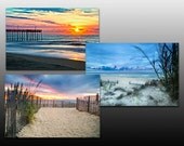 Beach Print Collection, Set of Three Prints on Sale, Blue, beach themed wall decor, Buy as a set and save