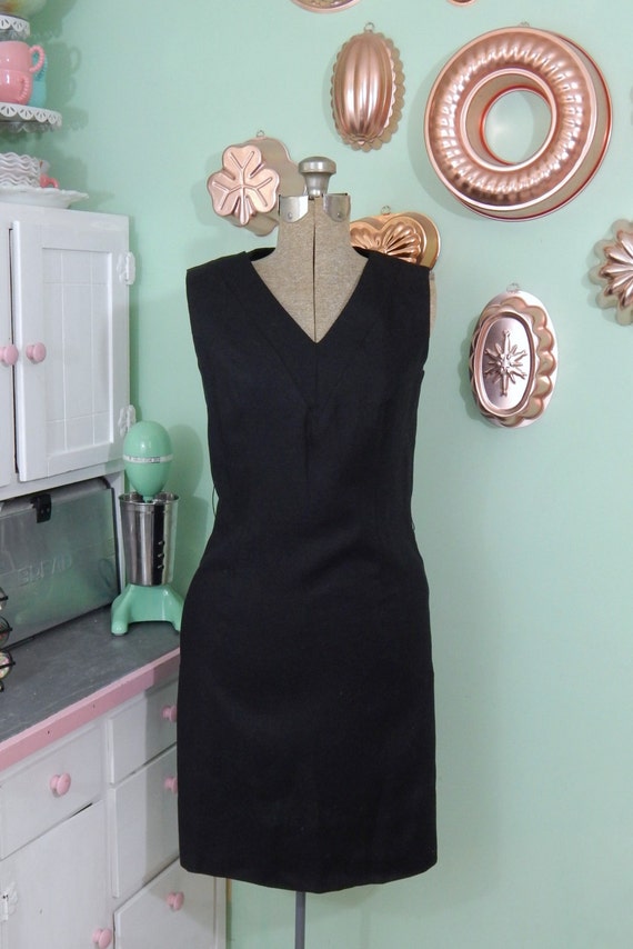 Black Linen Dress Linen Shift Dress Vintage LBD Arthur