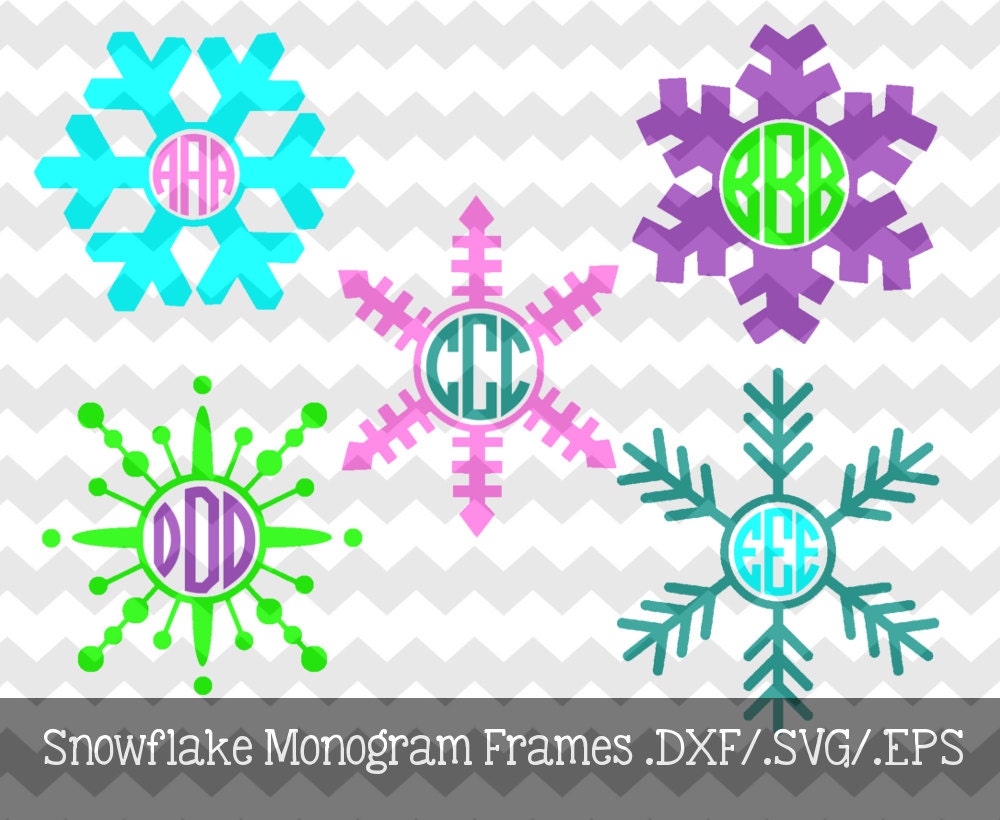Download Snowflake Monogram Frames .DXF/.EPS/.SVG Files for use with