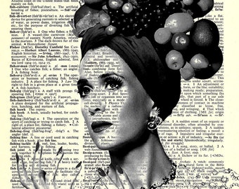 Kristen Wiig - Ladies of SNL -  8x11" Print on Vintage repurposed paper - dictionary print- Dictionary art
