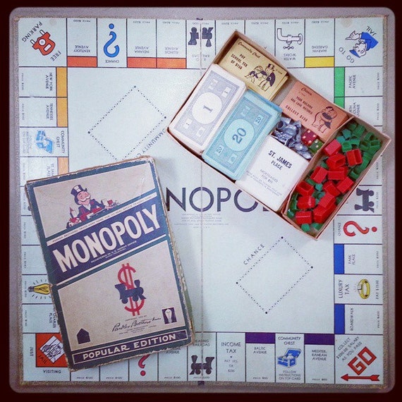 Vintage 1954 Monopoly Board Game Popular Edition