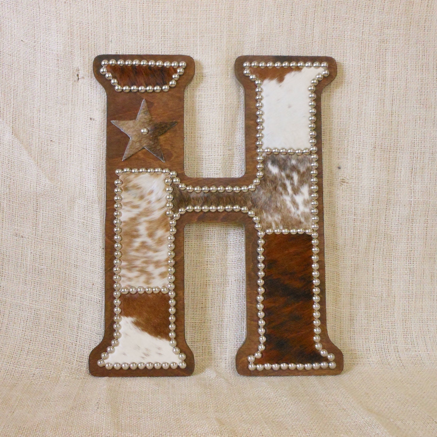 Cowhide Wall Letter H Made to Order Western Home by LizzyandMe