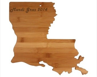 Engraved Louisiana Cutting Board - Louisiana Shaped Bamboo Cutting Board, Custom Engraved - Wedding Gift, Couples Gift, Housewarming Gift