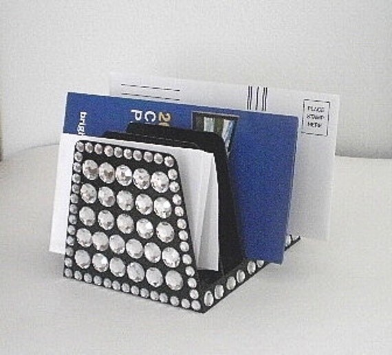 BLACK & BLING ORGANIZER Black five slot desktop