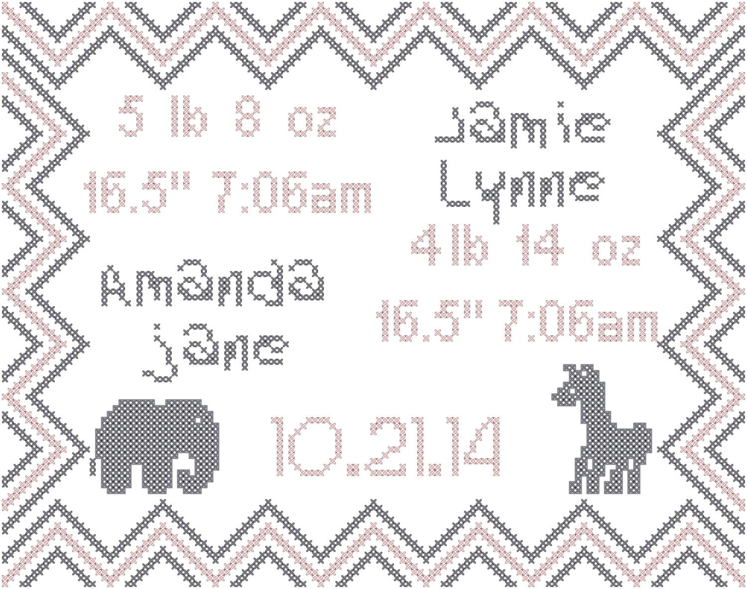 Twins cross stitch pattern/ twin babies crossstitch
