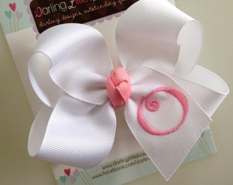 Monogrammed Bow ---you choose initial and colors---