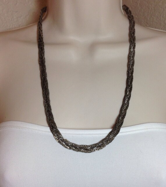 Antique Silver Braided Chain Necklace by Oldtonewjewels on Etsy