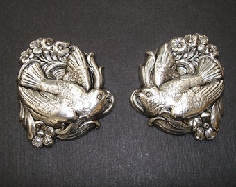 Bird and Flowers Antique Silver Ox Brass Stamping Jewelry Findings no Hole.(2)