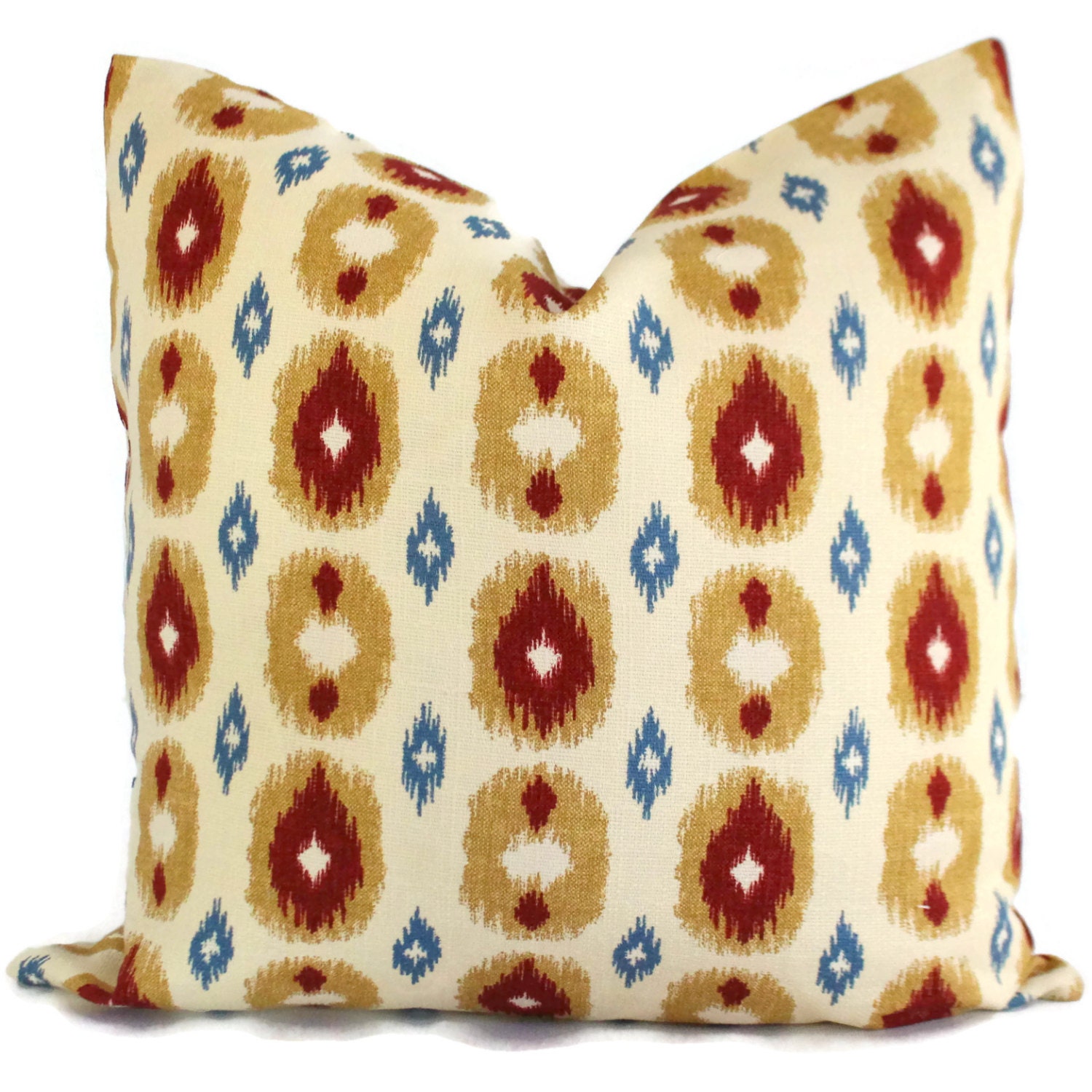 Blue Red Honey Ikat Decorative Pillow Cover Square Lumbar
