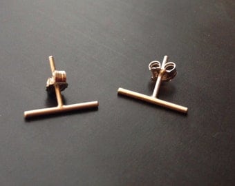 Sterling Silver Bar Earrings, Gold Line Earrings, Geometic Earrings, Bridesmaids Gift, Minimalist Earrings, Line Post Earrings, Gold Studs