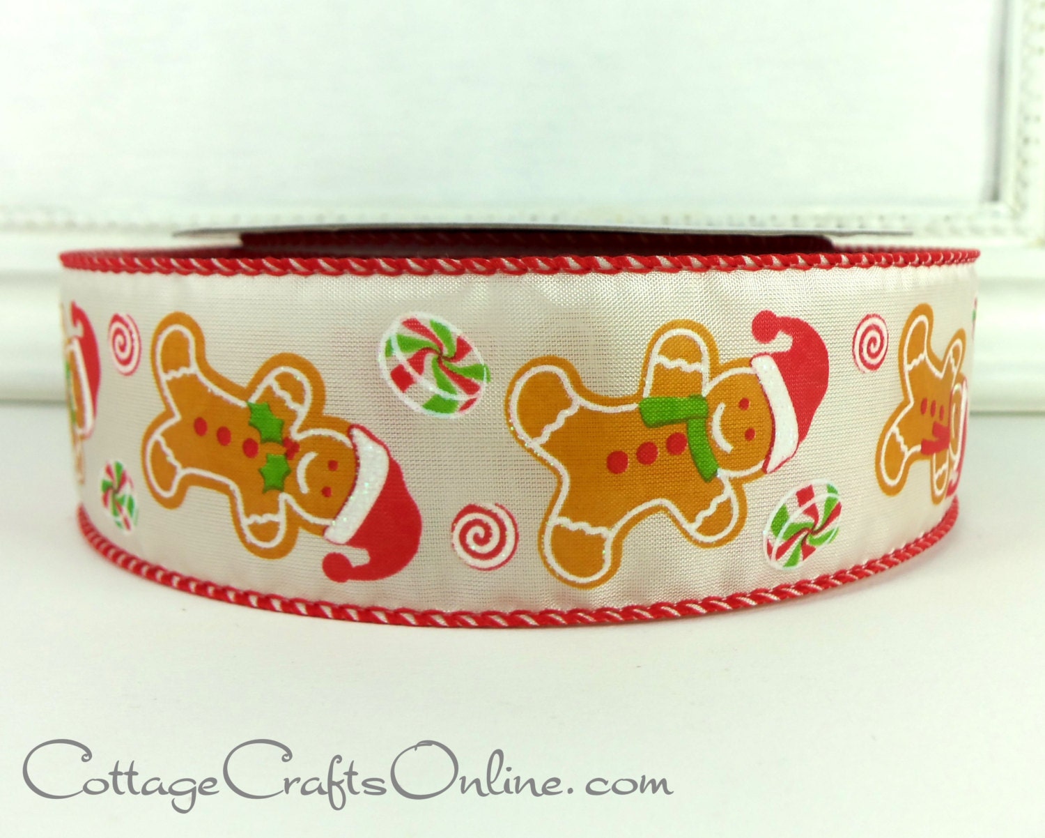 Christmas Wired Ribbon 1 1/2 Gingerbread Cookies