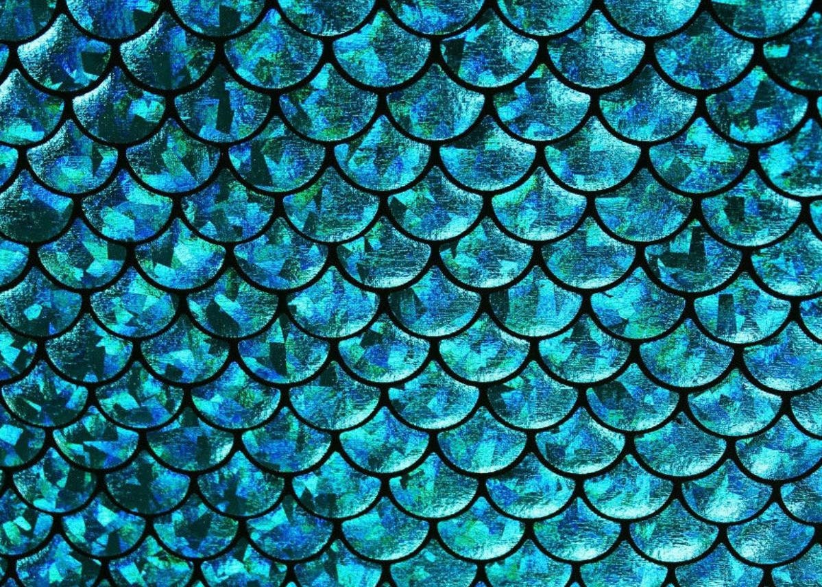 4-Way Stretch Blue Mermaid Hologram Spandex Metallic foil