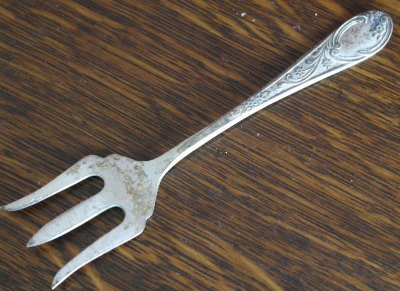 antique silver plate bread fork
