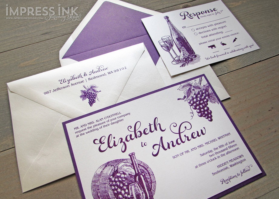 Vineyard Winery Wedding Invitation Sample Flat or by ImpressInk