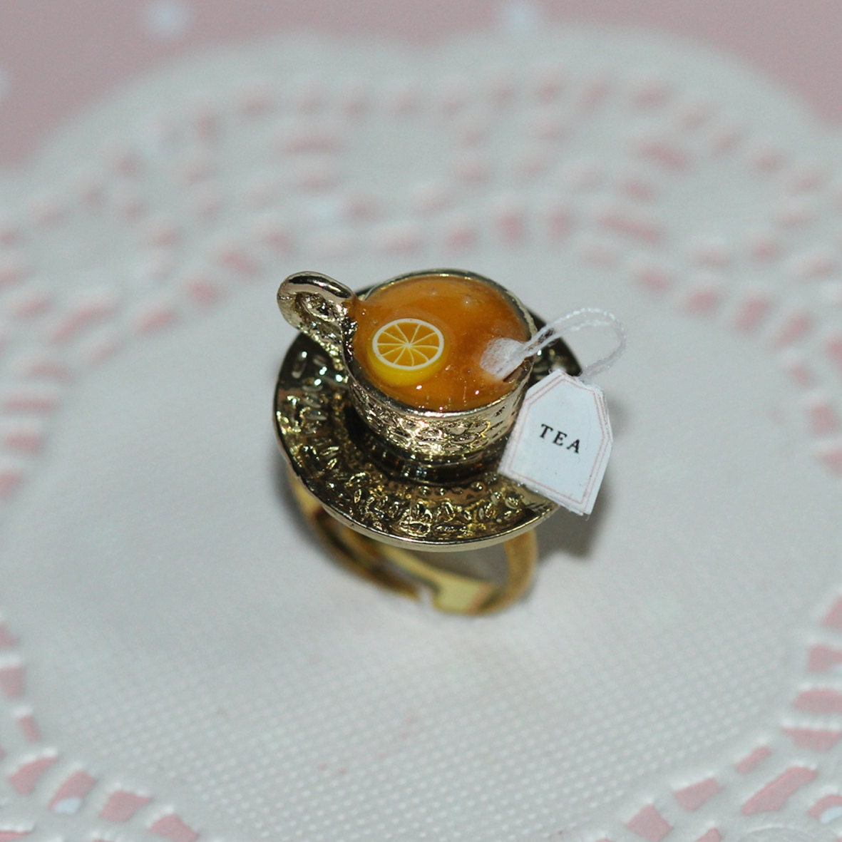 Tea Party Ring Food Ring Miniature Food Jewelry Tea