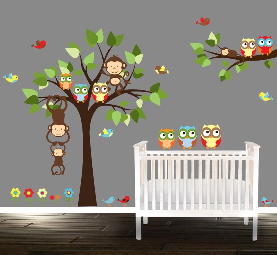 owl wall Decal nursery tree wall stickers owl tree wall