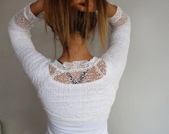 Lace Wedding Bridal Bolero , Ivory Wedding Shrug , Lace Wedding Bolero Jacket , Ivory Lace Bolero Shrug / Of White Bridal Shrug S M