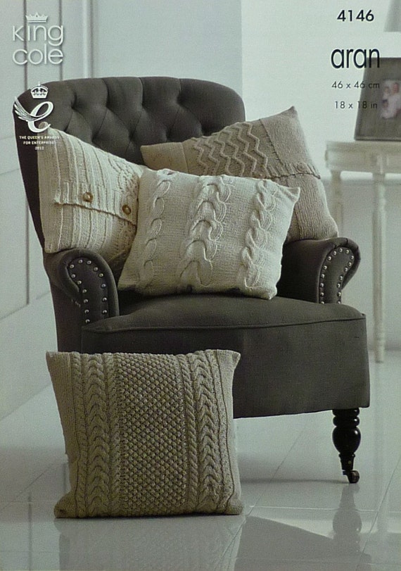 Cushions Knitting Pattern K4146 4 Styles of Textured and Cable