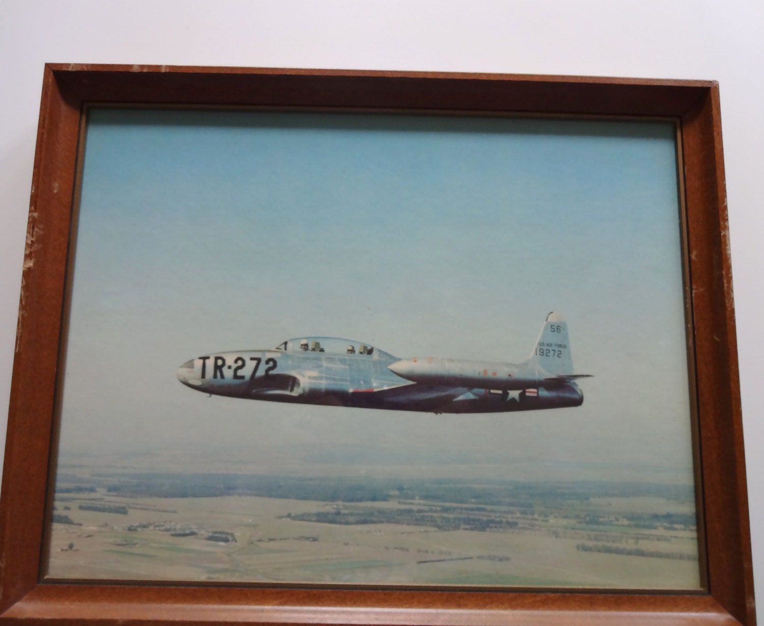 Vintage Airplane Photo Framed Art 1970s