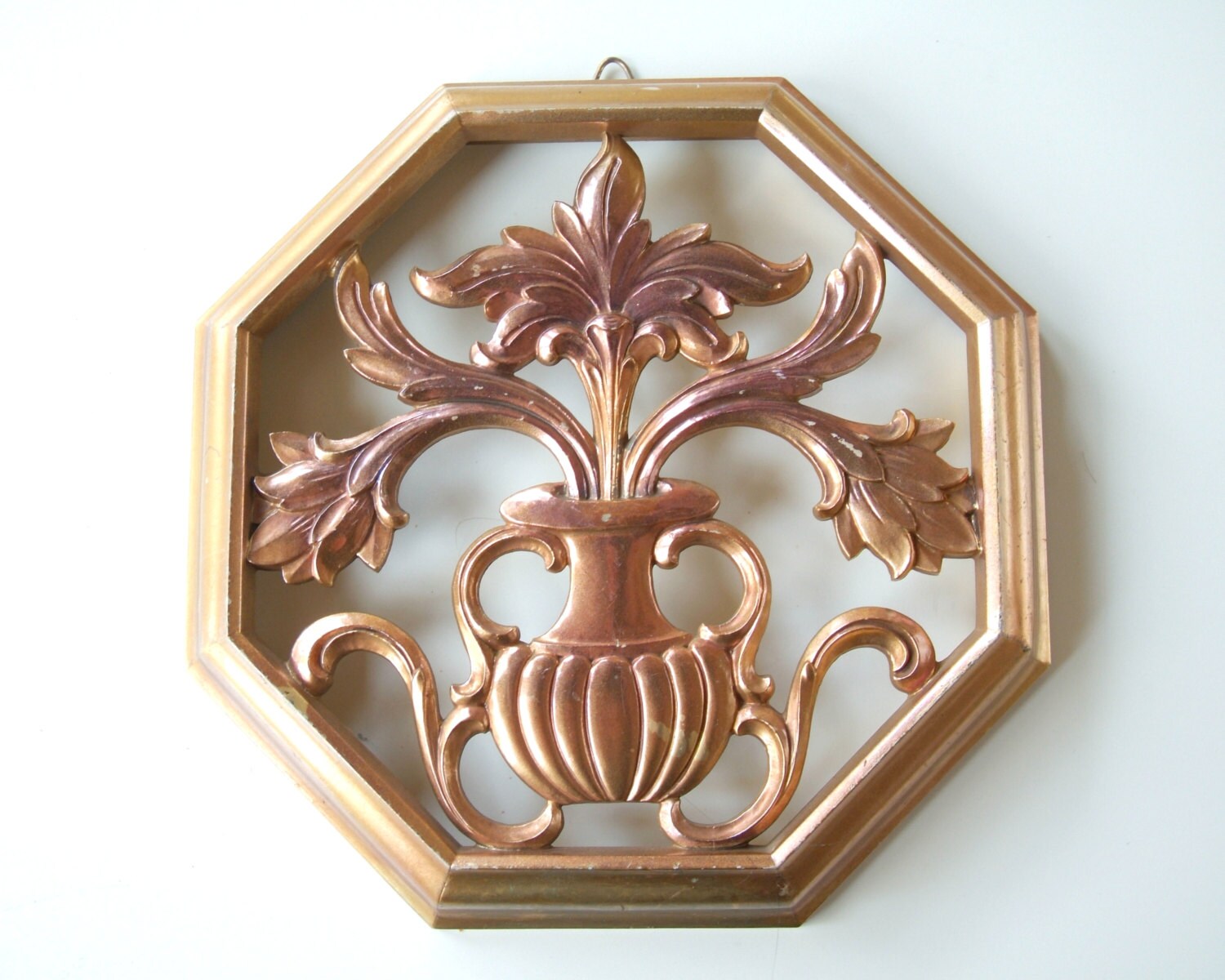 Vintage Gold Wall Plaque by Syroco 1962 Floral Motif