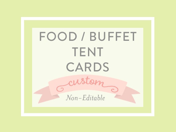 FOOD BUFFET CARDS - tent fold, printable file, a la carte Il_570xn