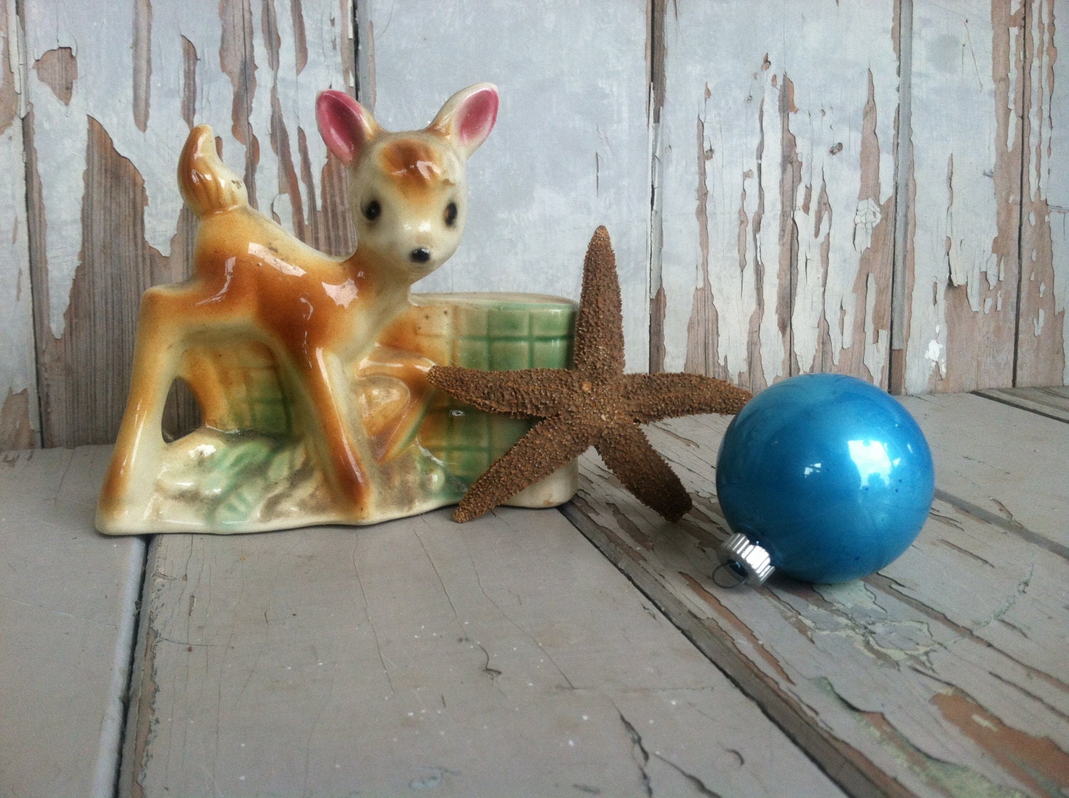 Vintage Art Pottery Deer Vase Decorative by happydayantiques