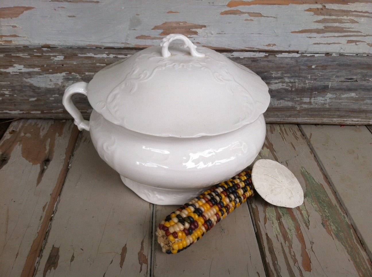 Antique White Ironstone Chamber Pot With Lid by happydayantiques