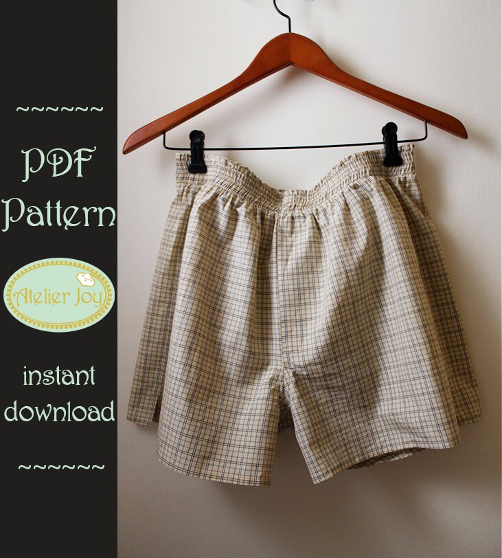 Mens Underwear Sewing Pattern and Tutorial Boxer by AtelierJoy