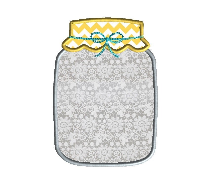 Mason Jar Applique Machine Embroidery DesignINSTANT DOWNLOAD