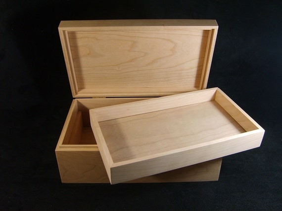 Unfinished Wood Box with Hinges & Tray-10 x 6 x 3 3/4-unfinished wood ...