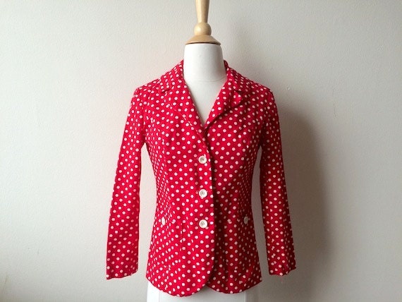 Vintage Red and White Polka Dot Jacket/Blazer