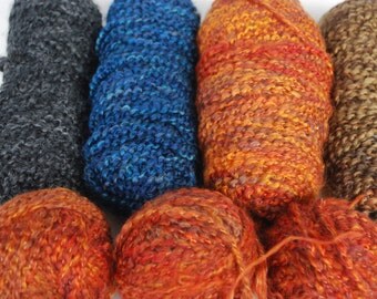 Destash Yarn Bulky Orange,Blue,Brown and Gray